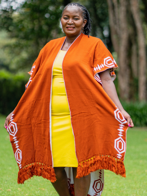 Stari Poncho (Orange-White)